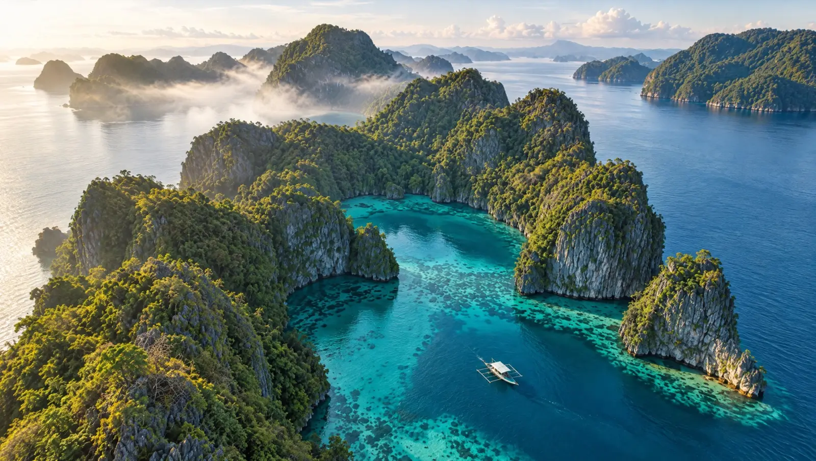 Limestone islands and a lagoon in Palawan